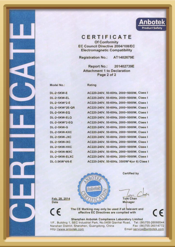Сертификат коммерческого кухонного оборудования