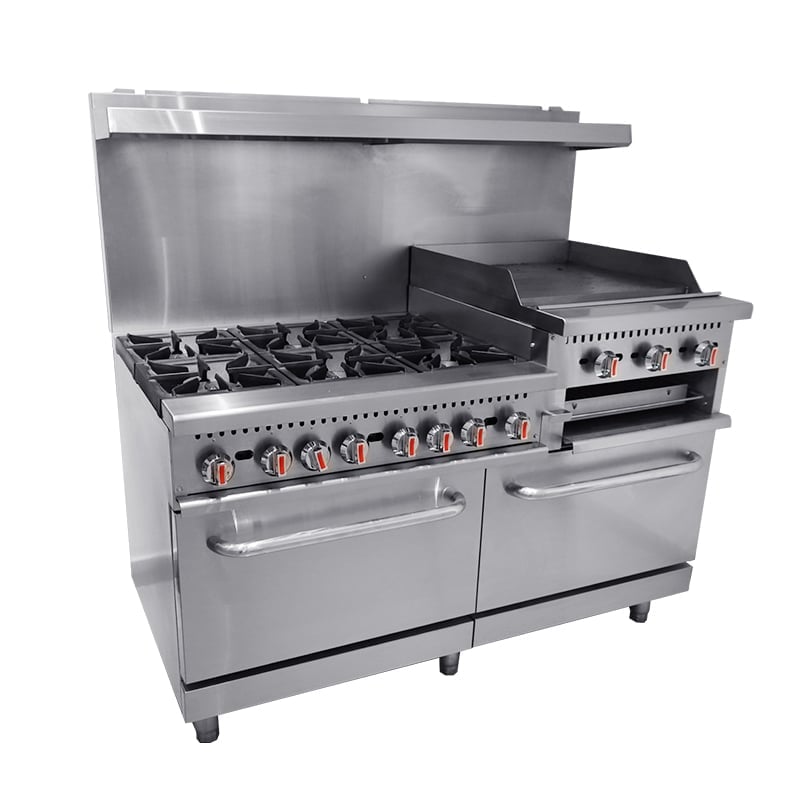 Gasherd mit 6 Brennern 24''Grillplatte mit 2 Öfen CM-HFSO-60-GS24