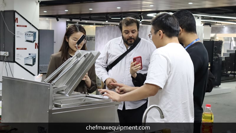 Chefmax staff introduce the dumpling griddle