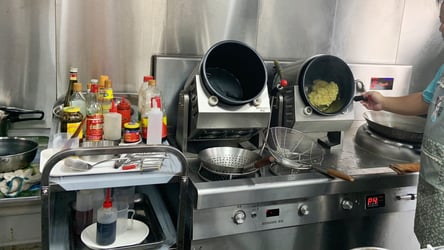 Commercial cooking machines in the kitchen
