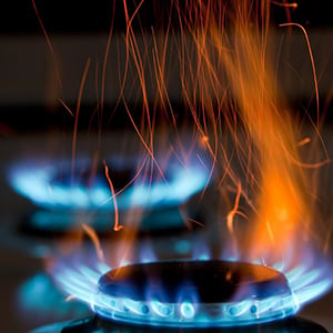 Flamme de cuisinière à gaz