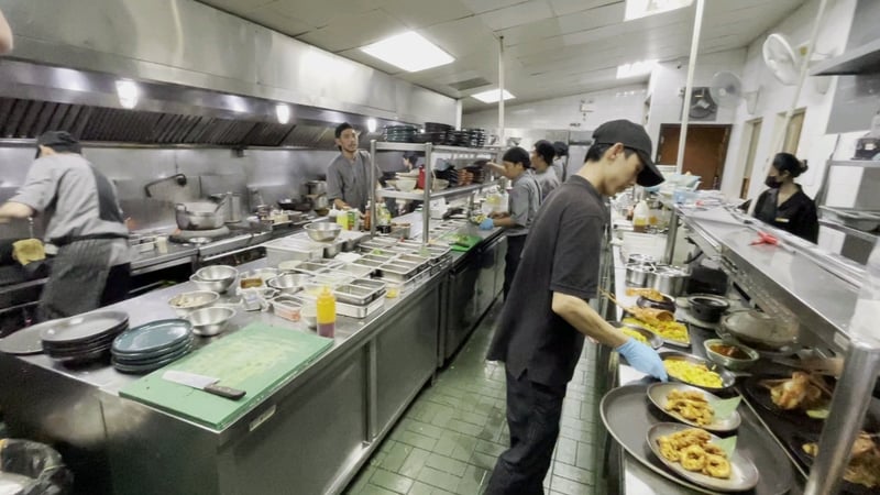 Thai-style restaurant kitchen