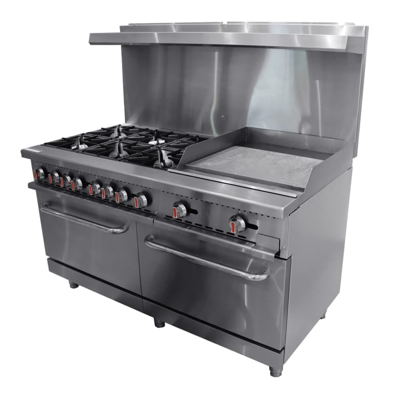 cocina de gas comercial de 6 quemadores con parrilla y horno CM-HFSO-60-G24