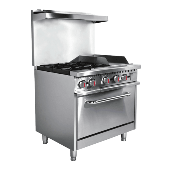 cuisinière-a-gaz-professionnelle-4-brûleurs-avec-grill CM-HFSO-36-G12