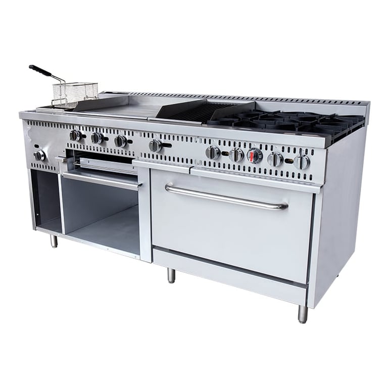 cuisinière à gaz professionnelle avec grill et friteuse CM-HFMX-1830