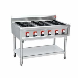 商用韓国ガス 6 バーナー CM-BZL-S6 レストラン ガスレンジ 棚下 17KW*6