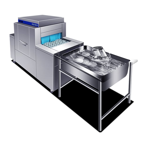 Conveyor Commercial Dishwasher CM-MAX-580HD Double-Cylinder Double-Spraying  Double-Drying Leveling Type Chefmax