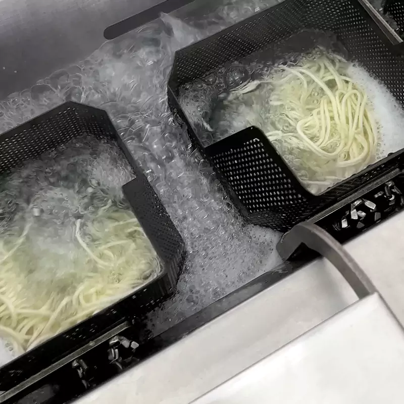 commercial noodle cooker and maker detail.